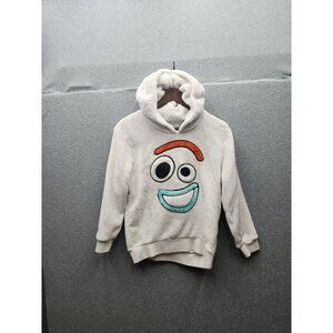 Disney Pixar Forky Fleece Hoodie Sweatshirt L White Plush Polyester